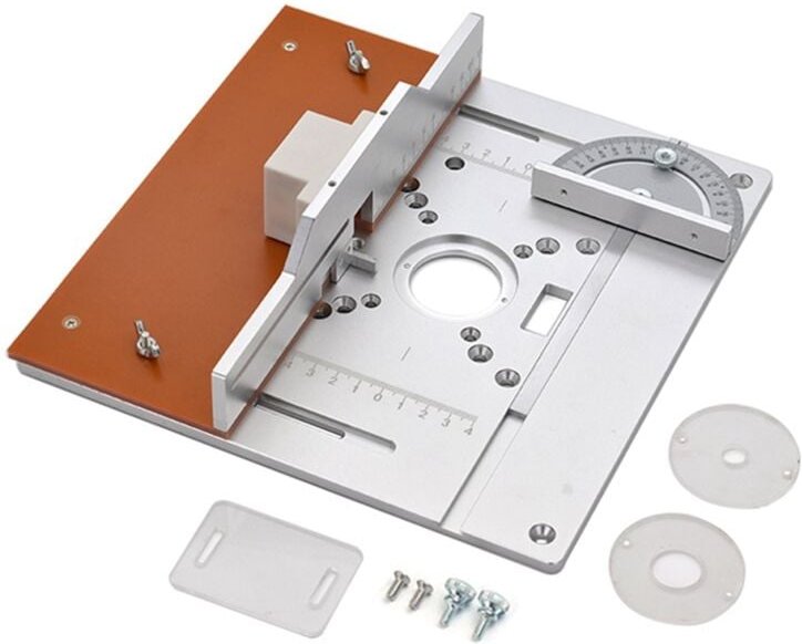 Thumbnail - Aluminium Router Tisch Insert Plate Elektrische Holz Fräsen Flip Board mit Gehrung Gauge Guide Set Säge Werkbank-A