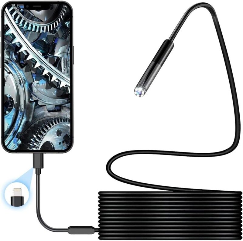Thumbnail - 1PC Endoskop 1080P WiFi-Endoskopkamera, 7,9 mm IP67 wasserdichte Sondeninspektionskameras, 3 m halbstarres Kabel mit 6 L...