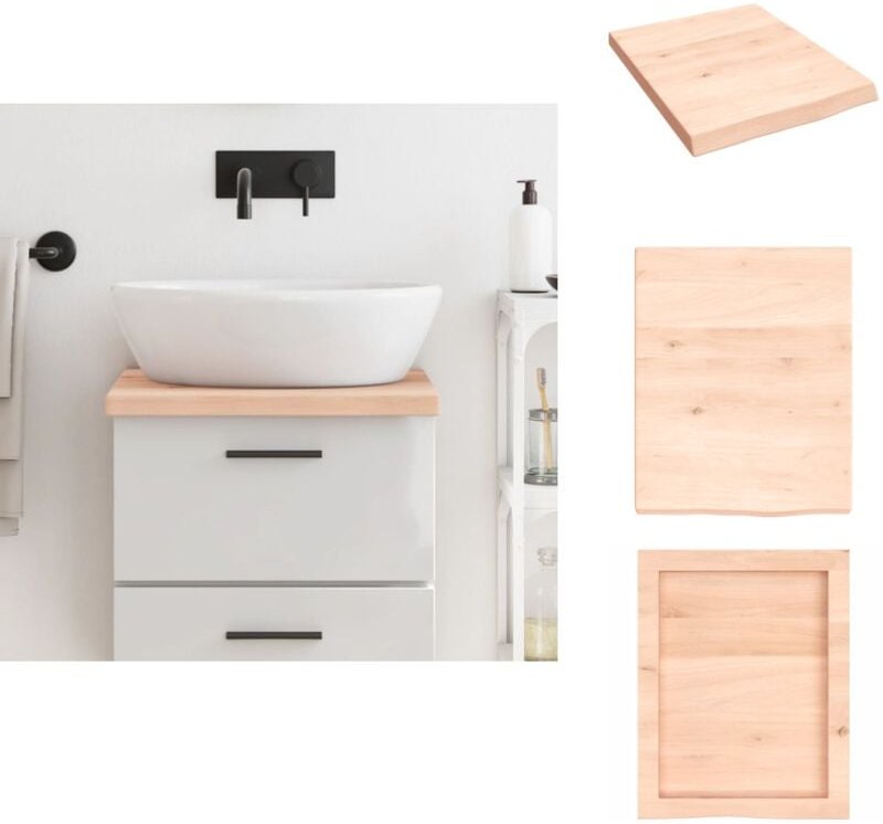Thumbnail - Waschtischplatte 40x50x(2-4)cm Massivholz Unbehandelt - Eiche Holz Platte - Badezimmersanierung - Waschtischplatte - Arb...