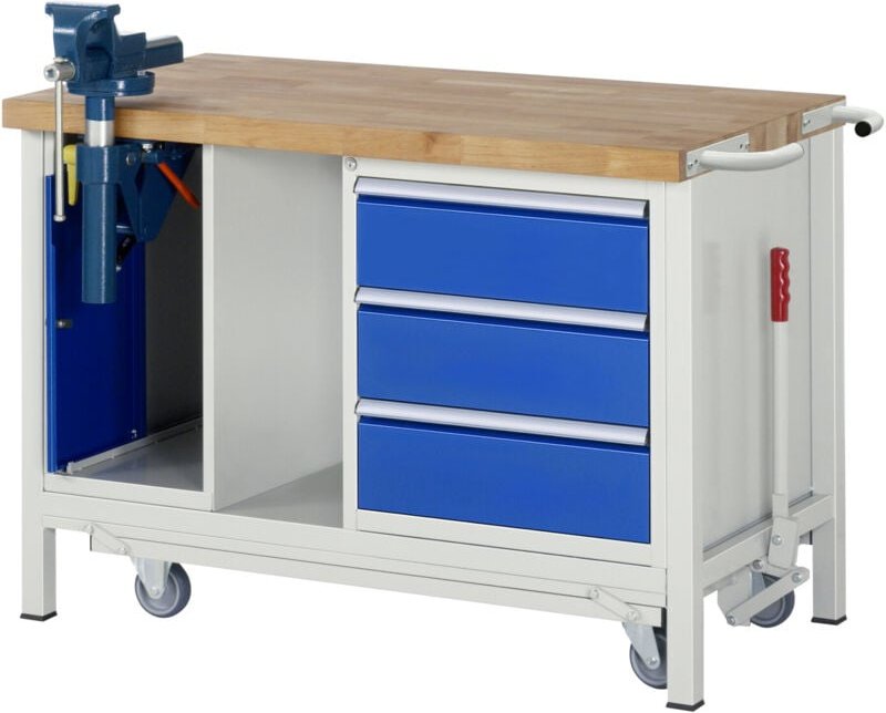 Rau Werkbank mit absenkbarem Fahrgestell Modell 8183 B 1250 x T 700 x H 880mm