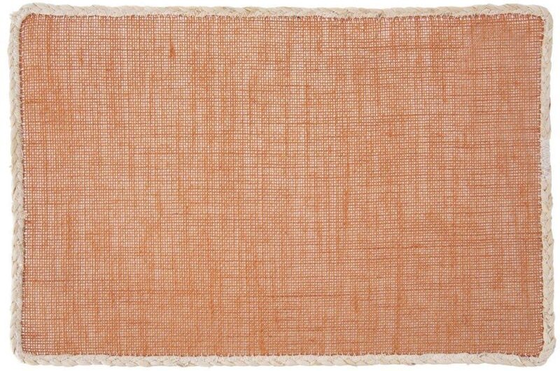 Rectangular kitchen mat in polyester fiber with elegant edging