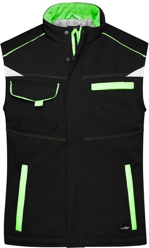 James&nicholson - Softshellweste mit warmem Innenfutter JN854 Gr. 2XL black/lime-green