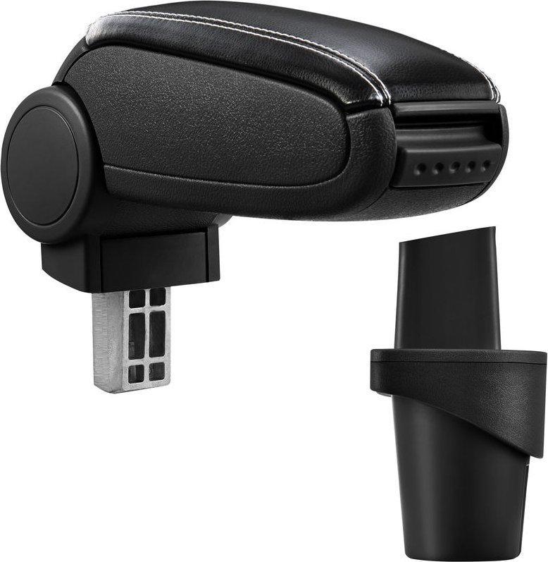 Pro.tec - Mittelarmlehne vw Touran Caddy mit Staufach Kunstleder Schwarz mit weißen Nähten