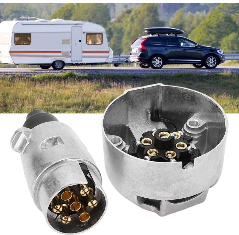 7-poliger Anhängerstecker, 7-polig, 12 v, für Autoanhänger, Anhängerkupplung – Metallgehäuse