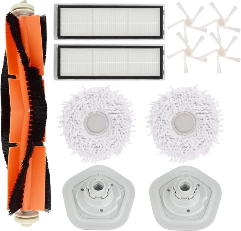 Ersatzzubehör-Set für Dreame Bot W10/W10 Pro Staubsauger, 1 Hauptbürste, 2 Filter, 4 Seitenbürsten, 2 Wischmopps und 2 H...