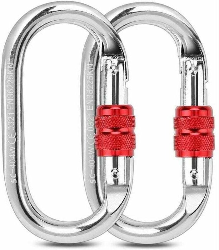 Kletterkarabiner, 2 Stück Sicherheitskarabiner 25KN O-Form Karabiner zum Klettern, Abseilen, Hängematten, Hundeleine, Fl...