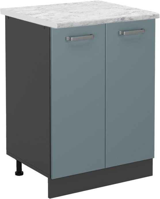 Vicco - Küchenunterschrank R-Line, Blau-Grau, 60 cm ap Marmor