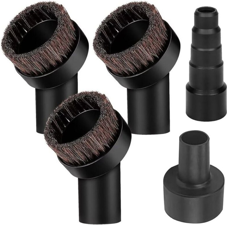 Thumbnail - Staubsaugerbürstenaufsatz, 1 1/4 Zoll, runde, weiche Pferdehaarborsten, mit 2 1/2 Zoll Schlauchadapter