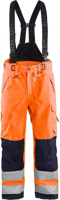 Thumbnail - Hardshell-Hosenträgerhose mit hoher Sichtbarkeit 1867 - Neonorange/Navy M - FR(42) - SE(C48) - Kurz