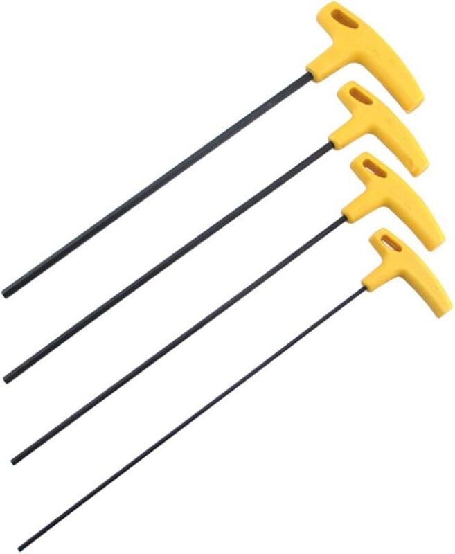 4 Stück) T-Griff-Sechskantschlüsselsatz, extra langer Sechskantschlüsselsatz, metrischer Sechskant-Steckschlüsselsatz fü...