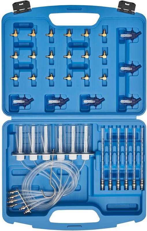 Kraftplus - K.286-0324 Common-Rail-Tester für Einspritzdüsen Injektoren Rücklaufmengen Prüfgerät mit 24 Adaptern