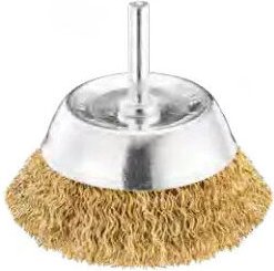 SIT - Bürste aus gewelltem, vermessingtem Stahl auf einem Schaft montiert Durchmesser 75 mm x 25 mm