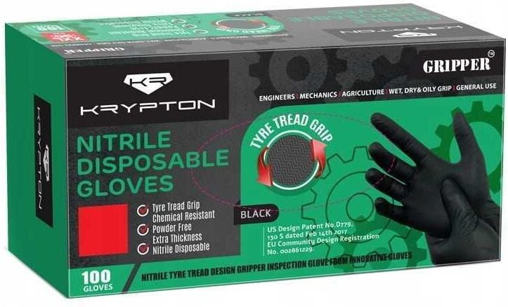 Schwarze Nitrilhandschuhe Gripper L /krypton/