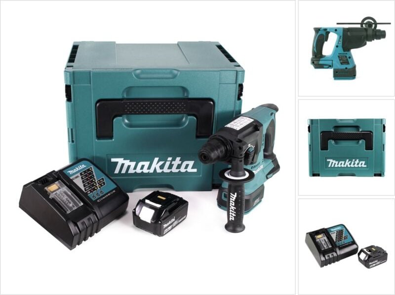 Dhr 242 RG1J Akku Bohrhammer 18V 2,0J SDS-plus Brushless + 1x Akku 6,0Ah + Ladegerät + Makpac - Makita