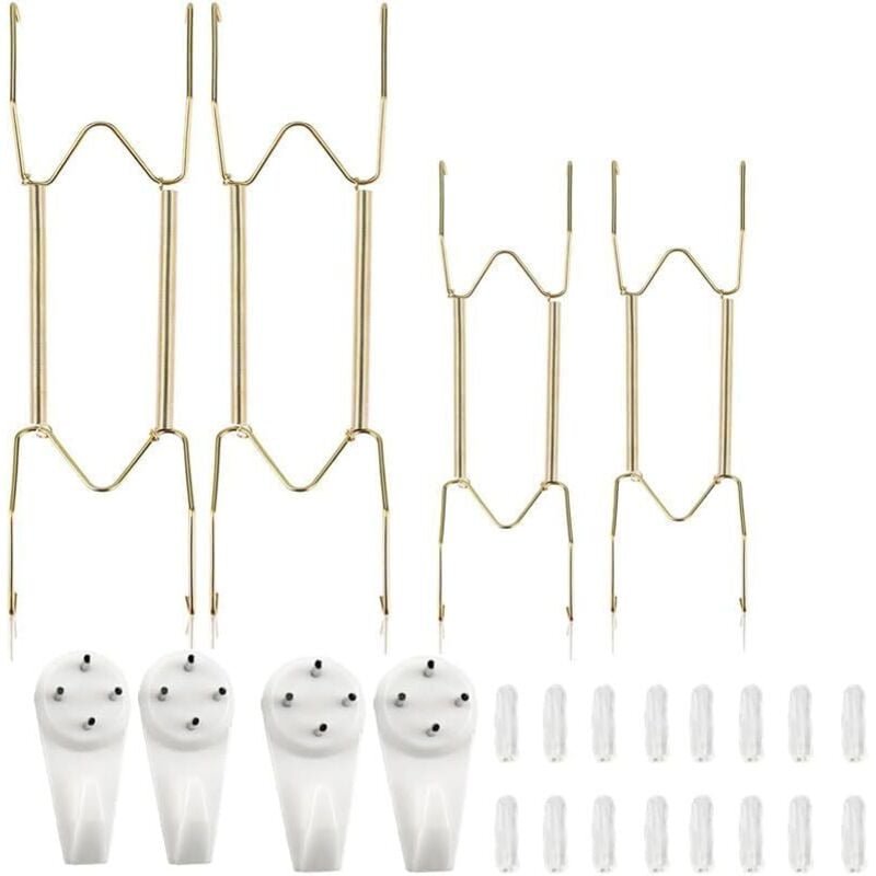Set mit 4 flachen Wandhaken aus Edelstahl, 8 und 10 Zoll mit 16 transparenten Schutzabdeckungen, Tellerhaken zum Aufhäng...