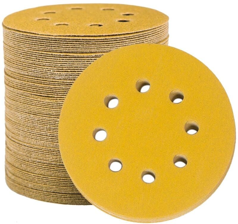 Schleifscheiben Schleifpapier 125 mm, 100 Schleifscheiben Schleifer Runde Schleifpads 8 Löcher Körnung 150 zum Schleifen...