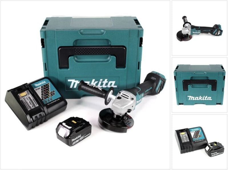 Thumbnail - Dga 517 RT1J Akku Winkelschleifer 18 v 125 mm Brushless + 1x Akku 5,0 Ah + Ladegerät + Makpac - Makita