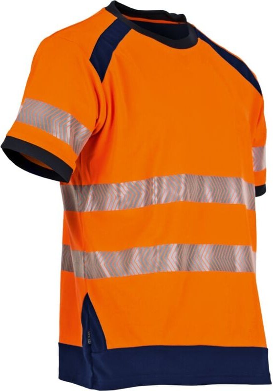 Arbeits-T-Shirt MC MAILLE HV LAMPION - Marine/Neonorange M
