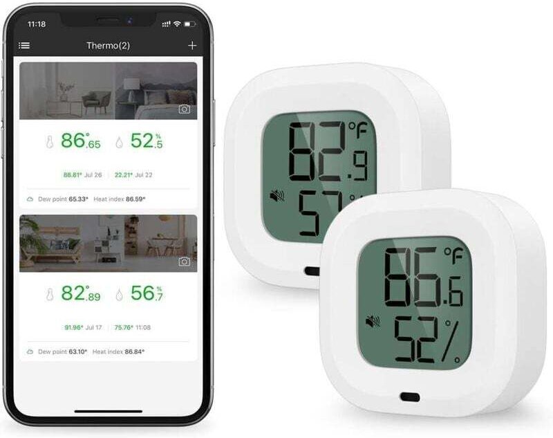 Thumbnail - 2 Pièces Thermomètre Hygromètre Bluetooth, Capteur de Température D'humidité avec Exportation de Données pour iOS Androi...