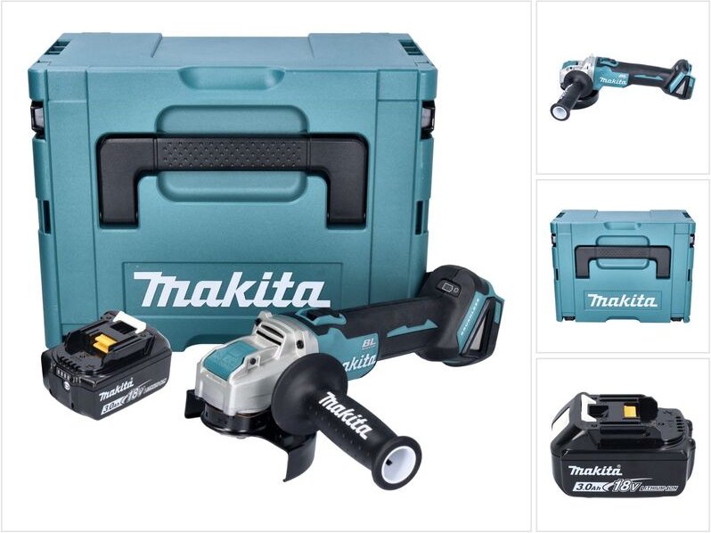 Dga 521 F1X1J Akku Winkelschleifer 18 v 125 mm x-lock Brushless + 1x Akku 3,0 Ah + Makpac - ohne Ladegerät - Makita