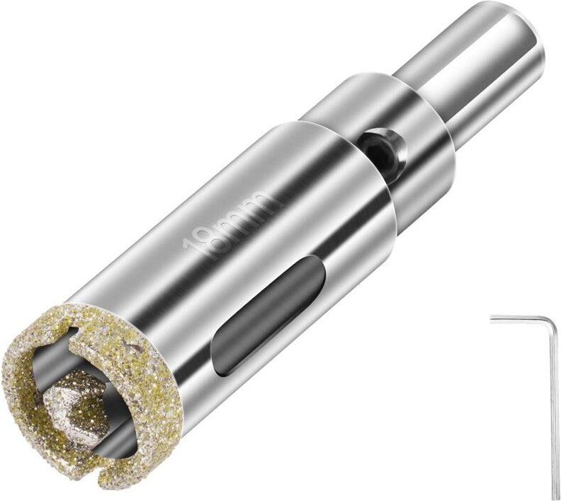 Diamantbohrer, Diamant Lochsäge, 18mm Lochsäge mit Zentrierbohrer, Glasbohrer mit Diamant-Beschichtung Kohlenstoffstahl,...