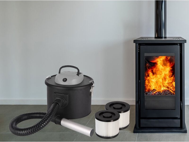 Beutelloser Aschesauger mit 2x HEPA-Filter, Blasfunktion - 10L Volumen, 800 Watt