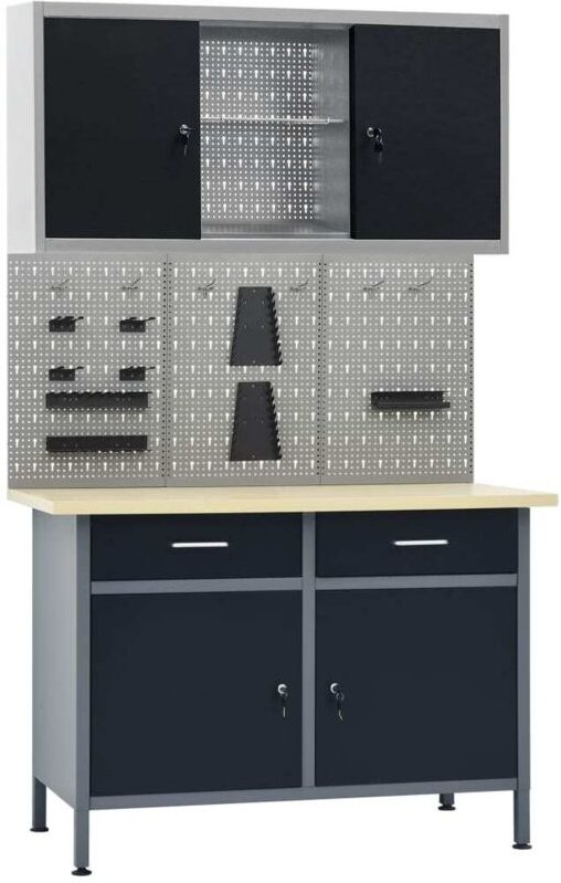 Vidaxl - Werkbank mit 3 Werkzeugwänden und 1 Wandschrank