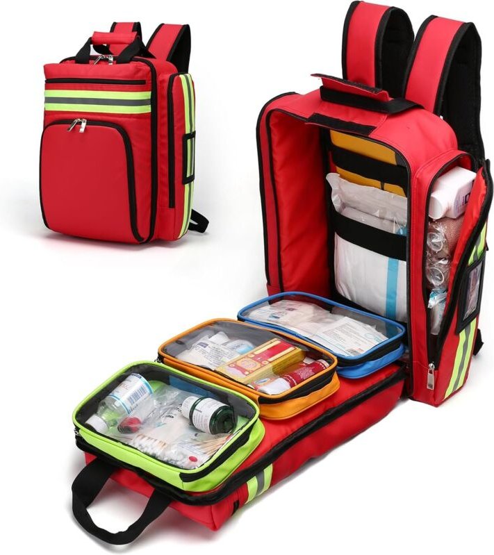 Leerer Erste-Hilfe-Rucksack – wasserdicht, strapazierfähig, verstellbar, atmungsaktiv, für Reisen, Zuhause, Auto, Arbeit...