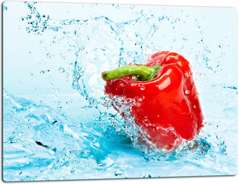 Glasschild Schneidebrett 52x40 Paprika