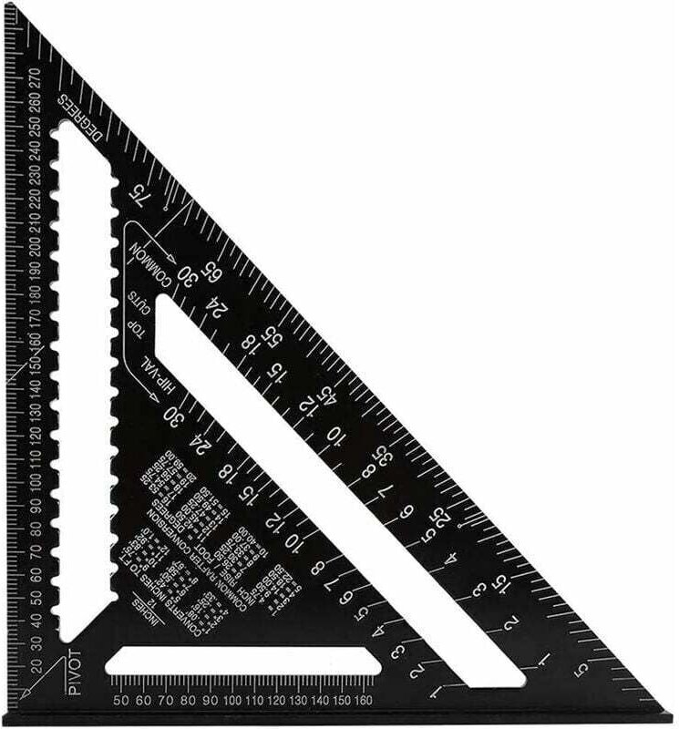 Shining House - Professionelles metrisches Dreieck-Quadrat-Zimmerei-Winkellineal, Winkelmesser, hochpräzises