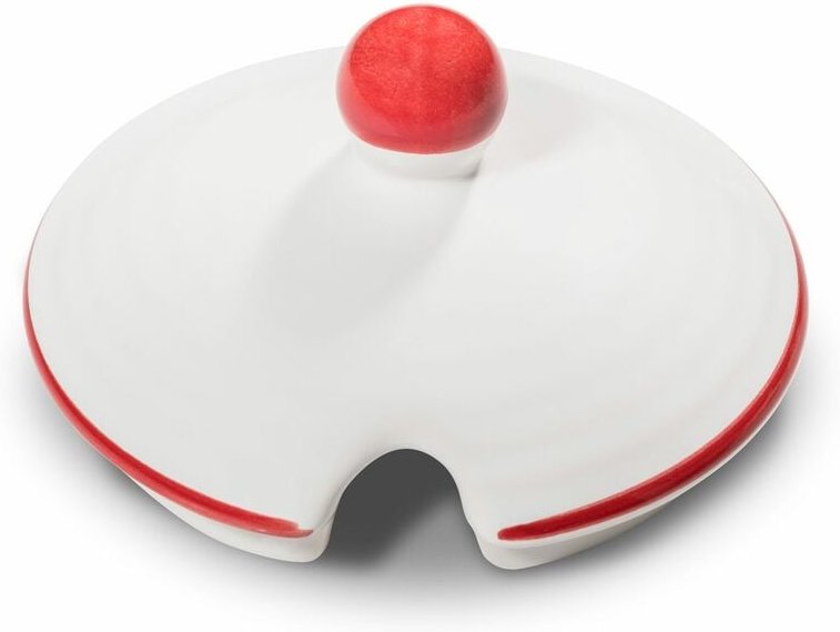 Gmundner Keramik - Rubinroter Rand, Oberteil Zuckerdose mit Ausschnit