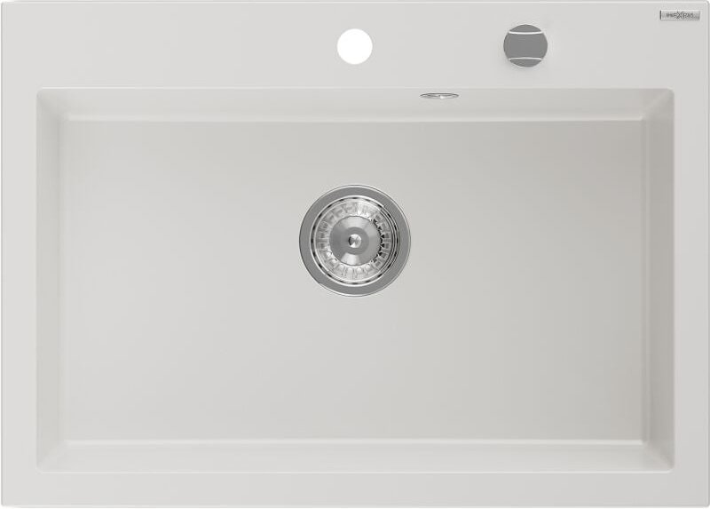 Mexen Elix Küchenspüle aus Granit 1-Fach 700 x 500 mm, weiß, Siphon chrom - 6526701005-20
