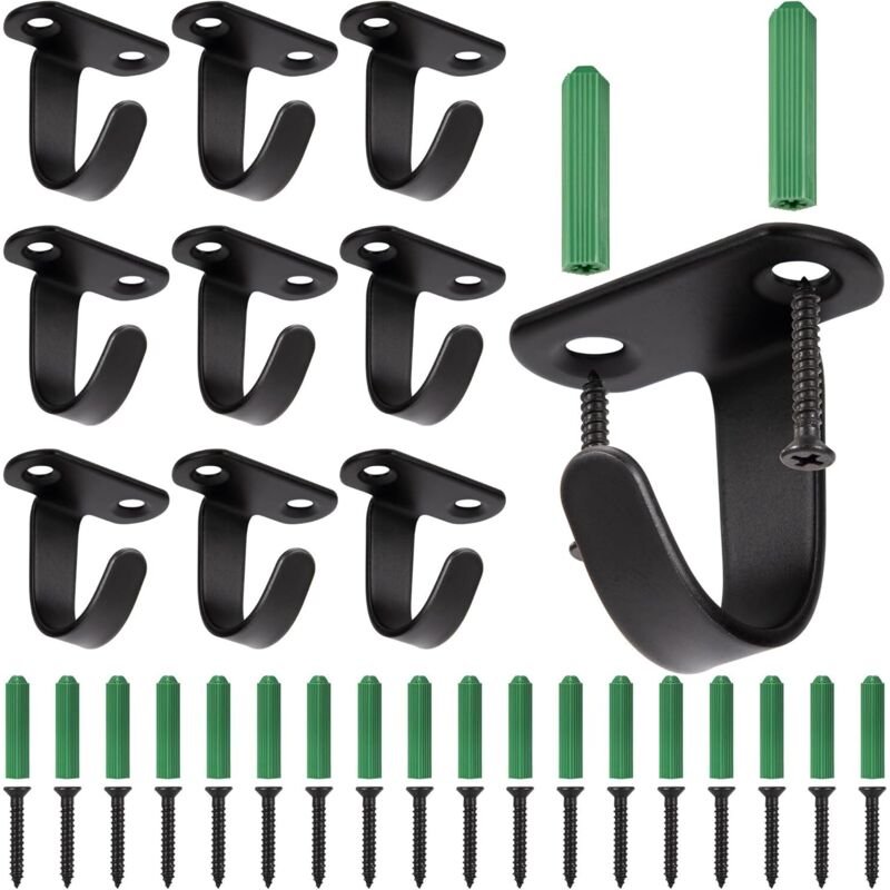 Wandhalterung Deckenhaken Edelstahl Deckenhaken mit 20 Schrauben für Mantel Handtuch 10 Stück Schwarz - Lntyq
