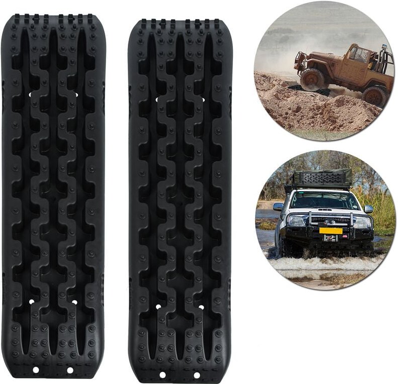 AUFUN Sandbleche mit Aufbewahrungstasche, Tragbare Traktionsband Traktionsmatte Tracktionshilfe, für Auto, Geländewagen(...