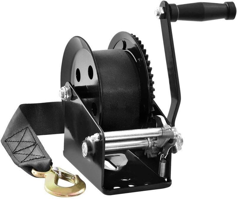 VEVOR Seilwinde 725,7kg Handseilwinde 224x151x177mm Bootswinde 2-Wege-Ratsche/1-Gang Handwinde mit ca. 10m Polyesterband...