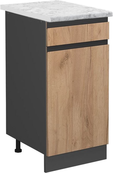 Küchenunterschrank R-Line, Goldkraft Eiche, 40 cm ap Marmor Vicco