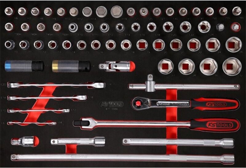 KS-Tools 811.0066 1/2" Steckschlüssel-Satz in Scha umstoffeinlage, 66-tlg