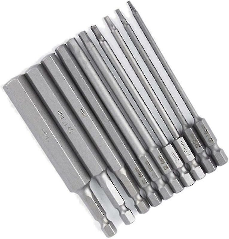 10-teiliges Sechskantschlüssel-Bit-Set, 100 mm, metrischer Sechskant