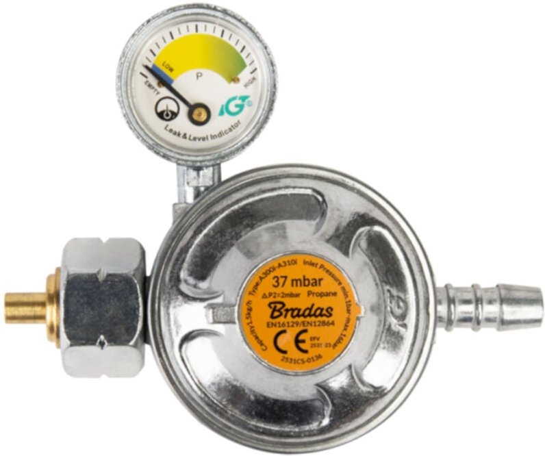 Innengewinde Gasdruckregler 37 mbar mit Sicherheitsventil und druckminderer
