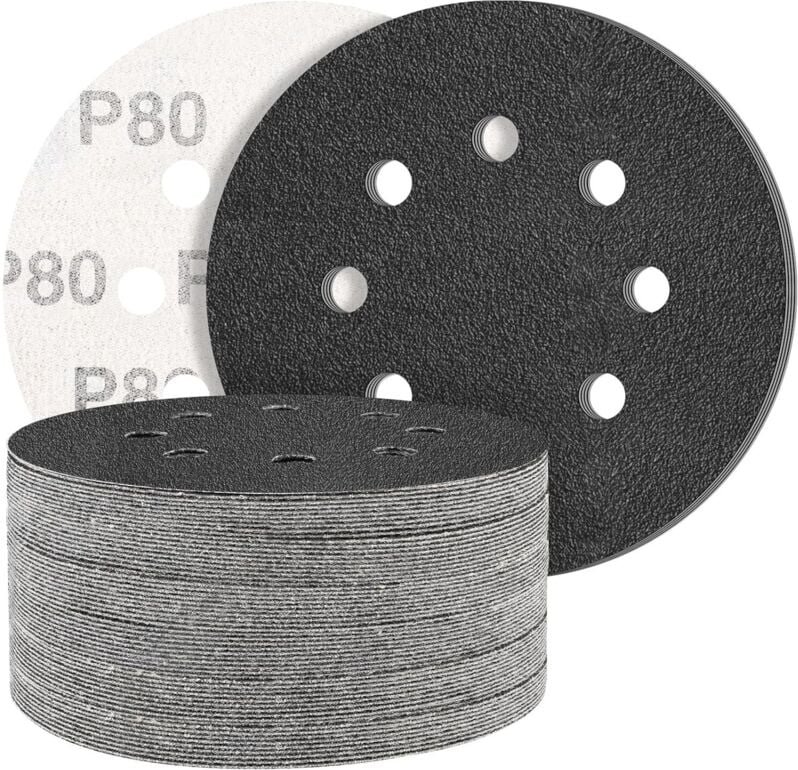 Schwarze Siliziumkarbid-Schleifscheiben mit 80er-Körnung, 8 Löcher, rund, Exzenterschleifer – gemischte Körnung – zum Po...