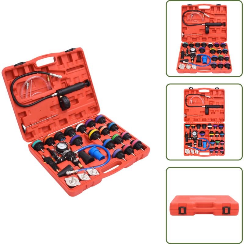 28-tlg. Drucktester Werkzeugset für Kühlsysteme - Kühlsystemprüfung - Kühlerdiagnose - Leckortung - Motorölwechsel - Aut...