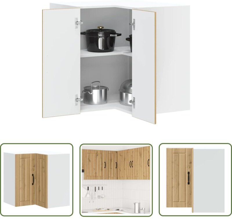 The Living Store - vidaXL Küchen-Eckhängeschrank Lucca Artisan-Eiche Holzwerkstoff