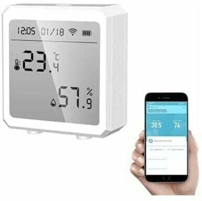 Intelligentes WiFi-Thermometer-Hygrometer + Bluetooth-Temperatur- und Luftfeuchtigkeitssensor mit Hintergrundbeleuchtung...