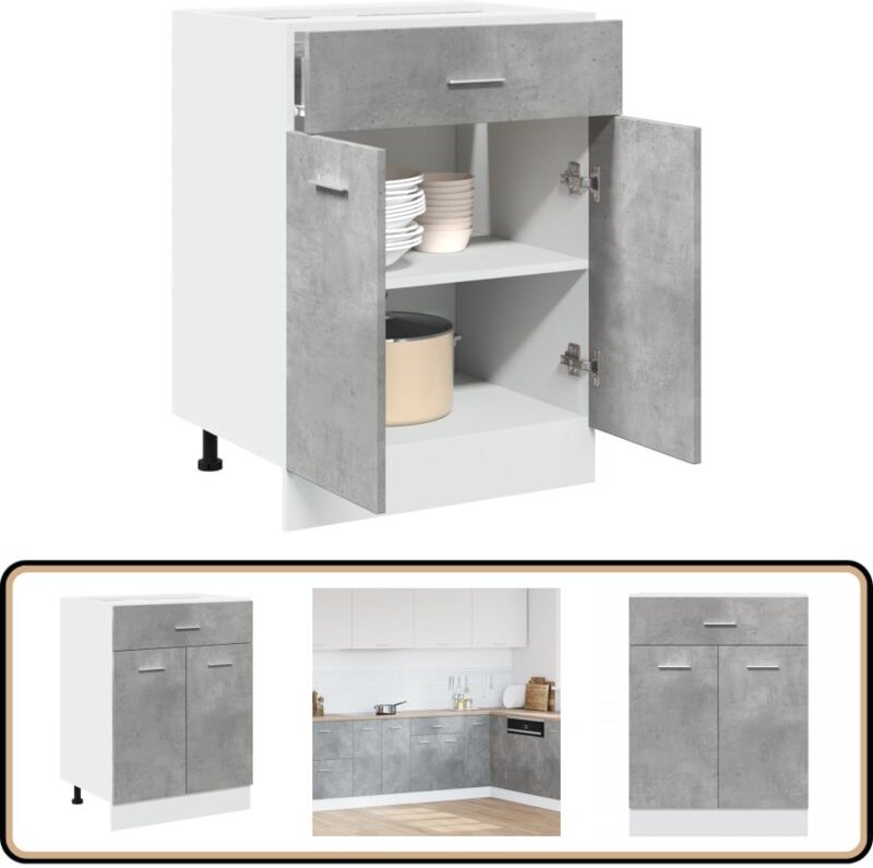 Schubunterschrank Betongrau 60x46x81,5 cm Holzwerkstoff - Vidaxl