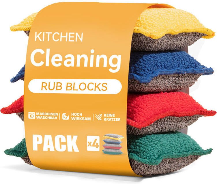 4er-Set waschbare Schwämme Sparpackung mit einer Haltbarkeit von 1 Jahr Doppelwirkung: Mikrofaserseite zum Wischen und S...