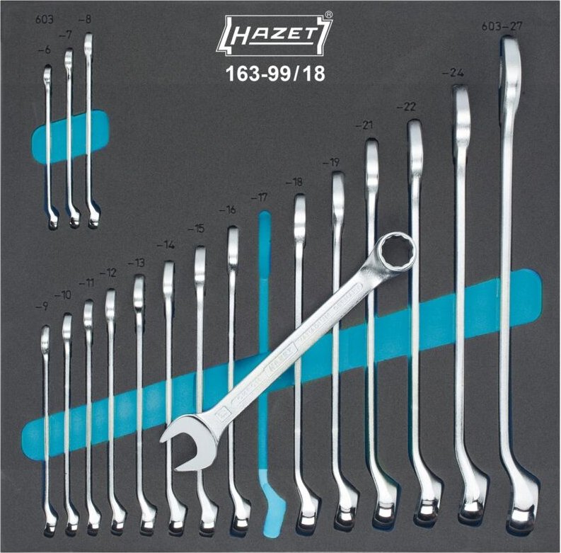 Hazet Ring-Maulschlüssel Satz, Außen-Doppel-Sechskant Profil, 6 - 27, Anzahl Werkzeuge: 18