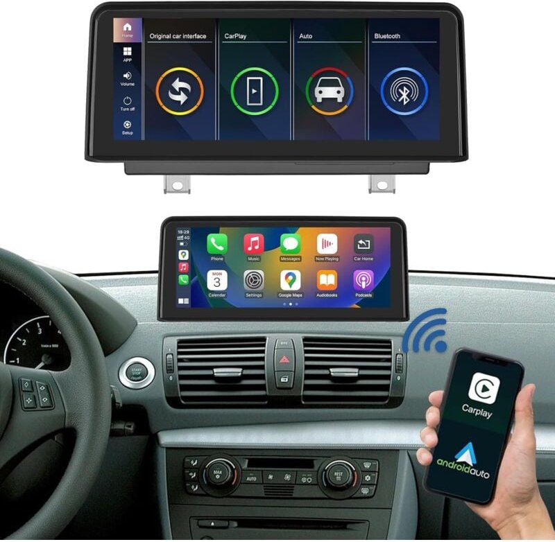 10,25 Zoll Carplay Touchscreen-Autoradio für BMW 1er E81/E82/E87/E88 2004-2008 Baujahr mit CCC-System, für Apple Wireles...