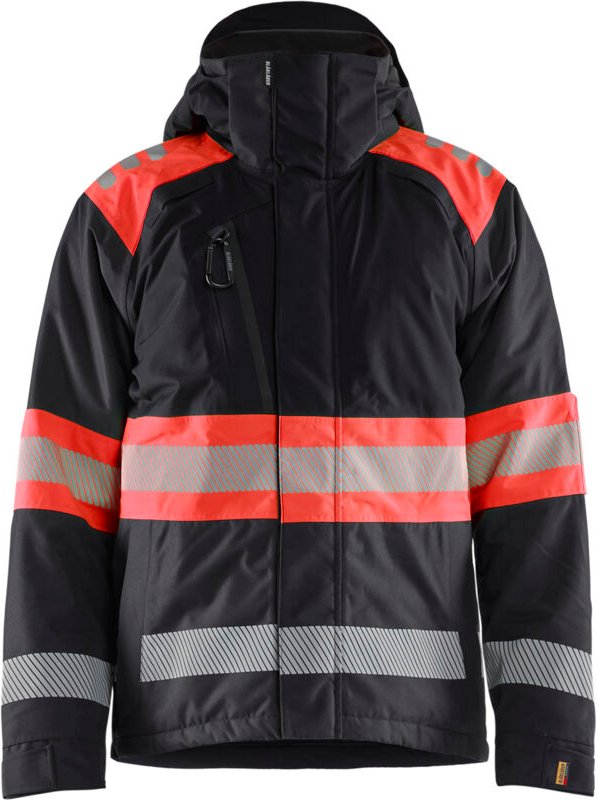 Arbeitsjacke Winter Hochsichtbarkeit Klasse 1 4480 - Schwarz/Neonrot M