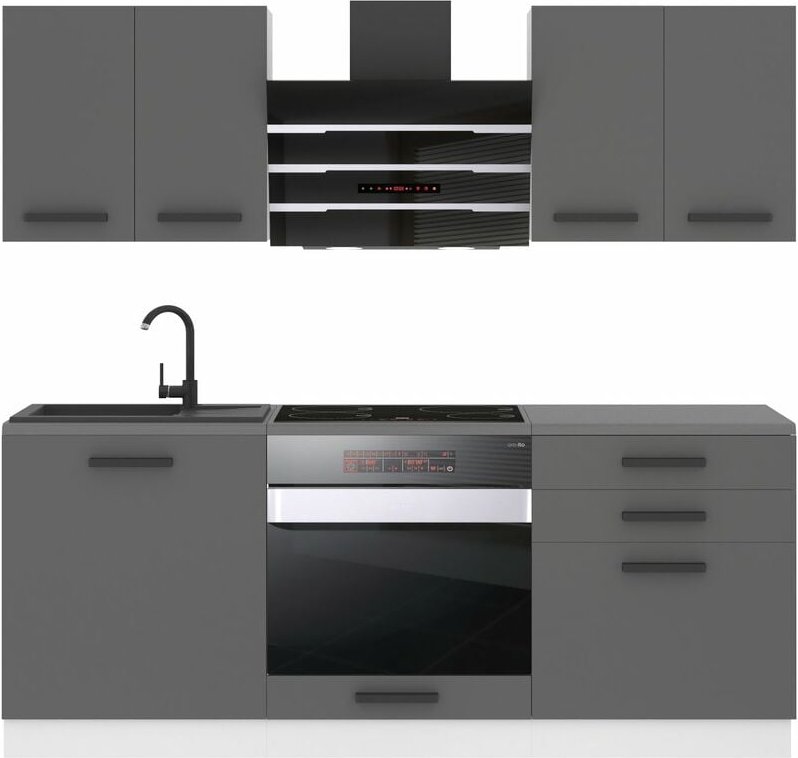 Küchenzeile Küchenblock Mary - Küchenmöbel 180 cm Einbauküche Vollausstattung ohne Elektrogeräten mit Hängeschränke und ...