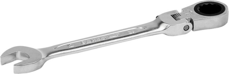 Bahco 19-mm-Knarren-Ring-Maulschlüssel mit Gelenkkopf, verchromt, 215 mm